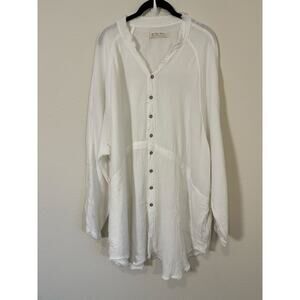 Free People Women's White Summer Daydream Button Down Shirt Size Medium